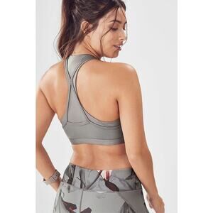 Fabletics Celeste Medium Support Silver Strappy Racerback Sports Bra Size Small